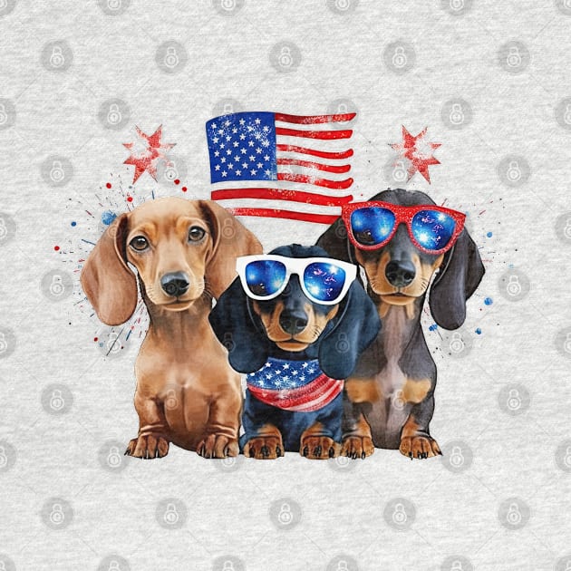 4th of July Dachshund Dogs #2 by Chromatic Fusion Studio